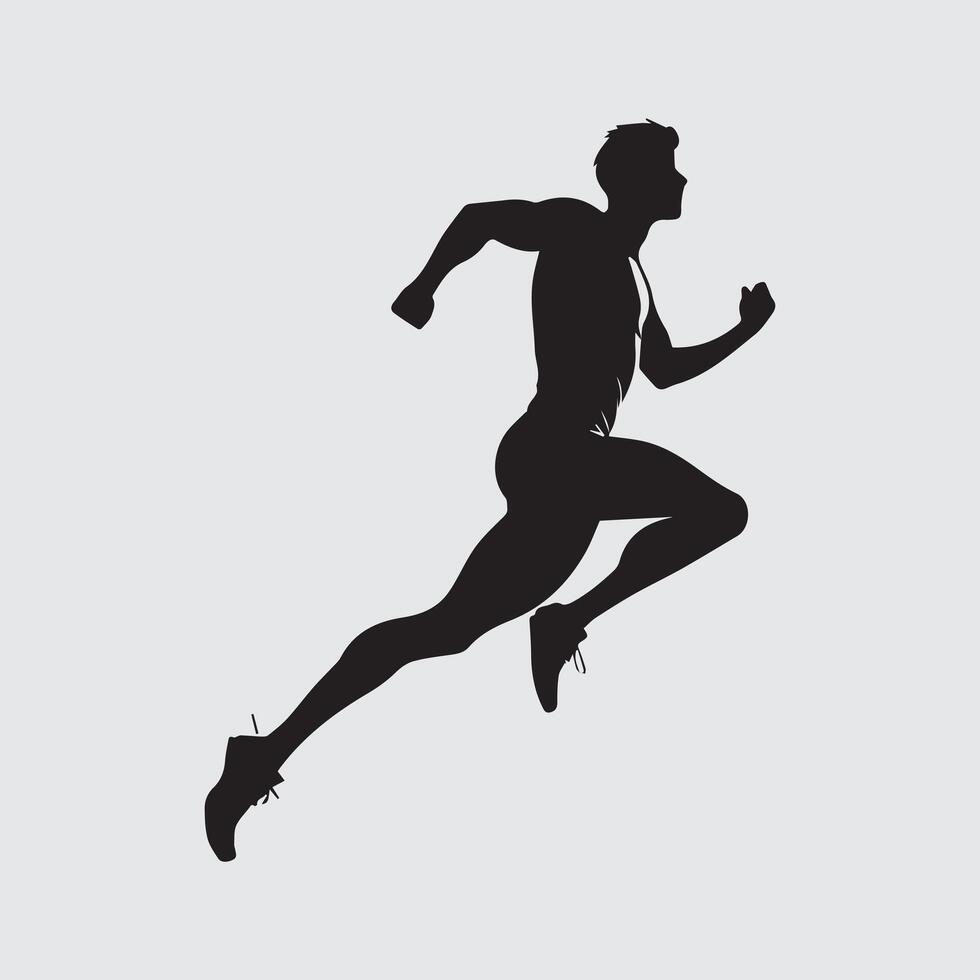 a silhouette of a man running vector