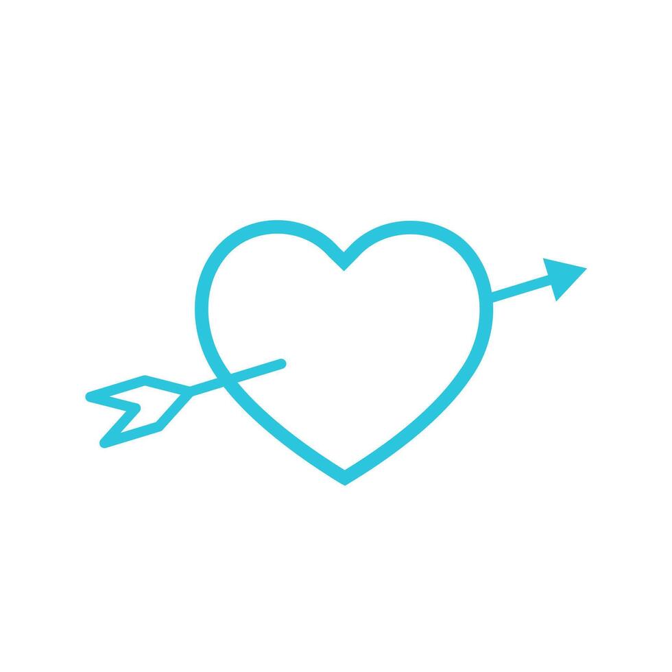 Heart with cupid arrow icon. Isolated on white background. From blue icon set. vector