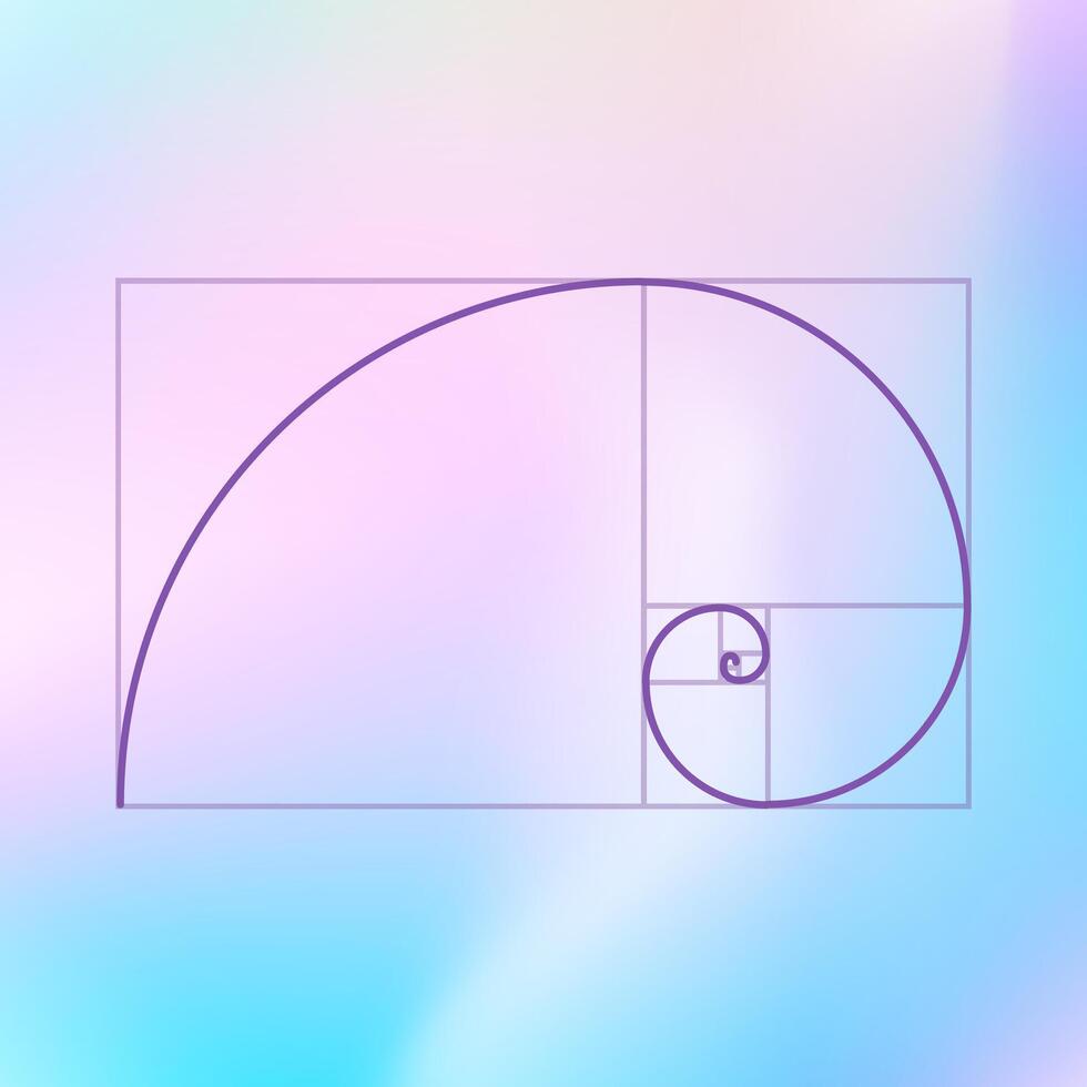 Fibonacci sequence, golden spiral Background, Golden ratio proportion vector
