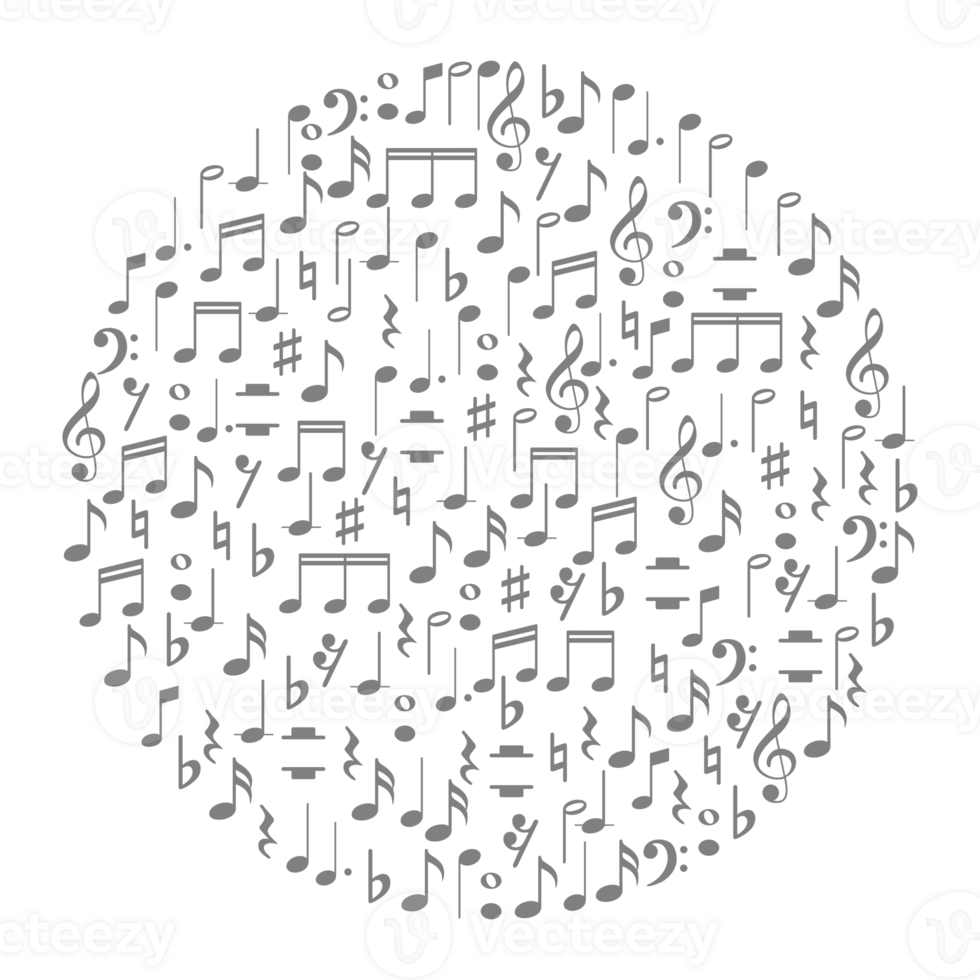 Circle Shape created from Musical Notation Sign or Musical Key Icon Symbol, can use for Logo Gram, Pictogram, Art Illustration, Decoration, Ornate, Background, Cover, Music Event Poster, etc. png