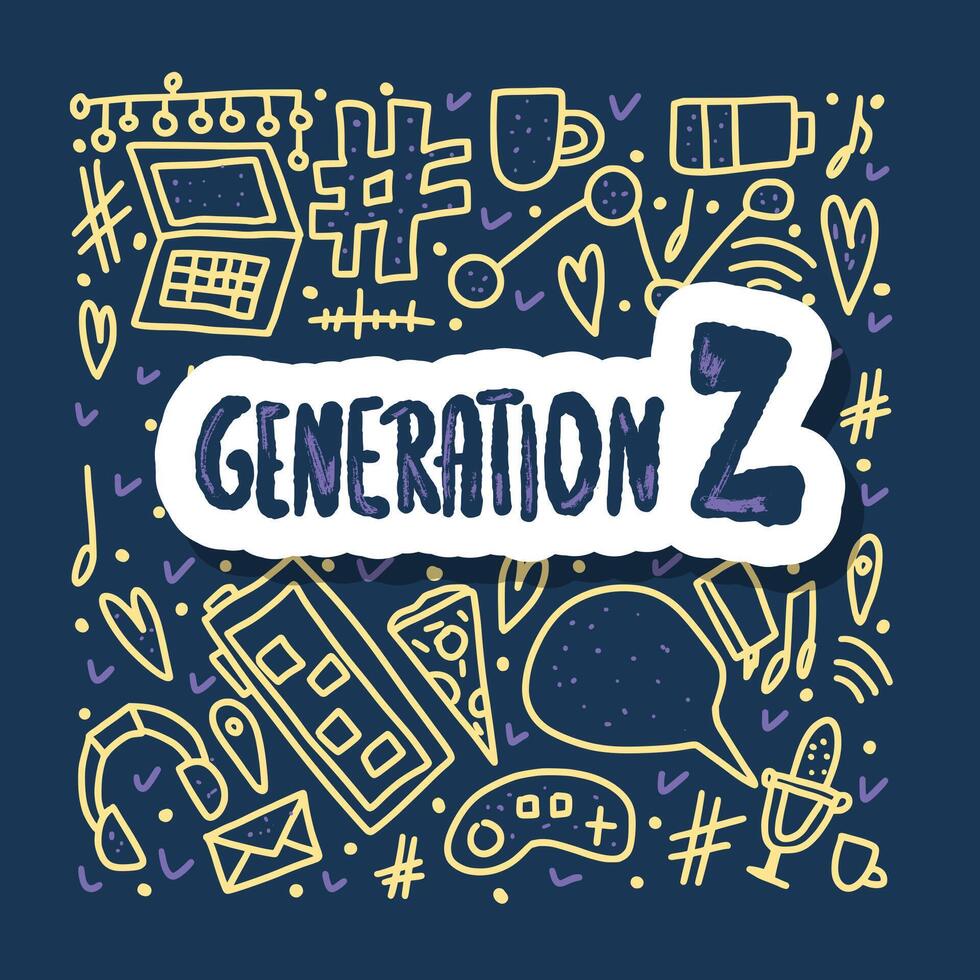 Generation z poster. concept text and decor vector