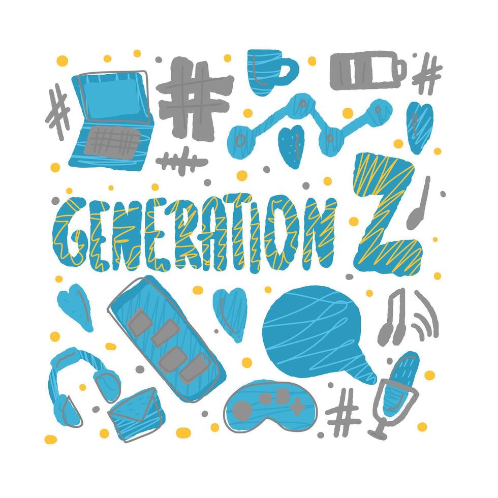 Generation z poster. concept text and decor vector