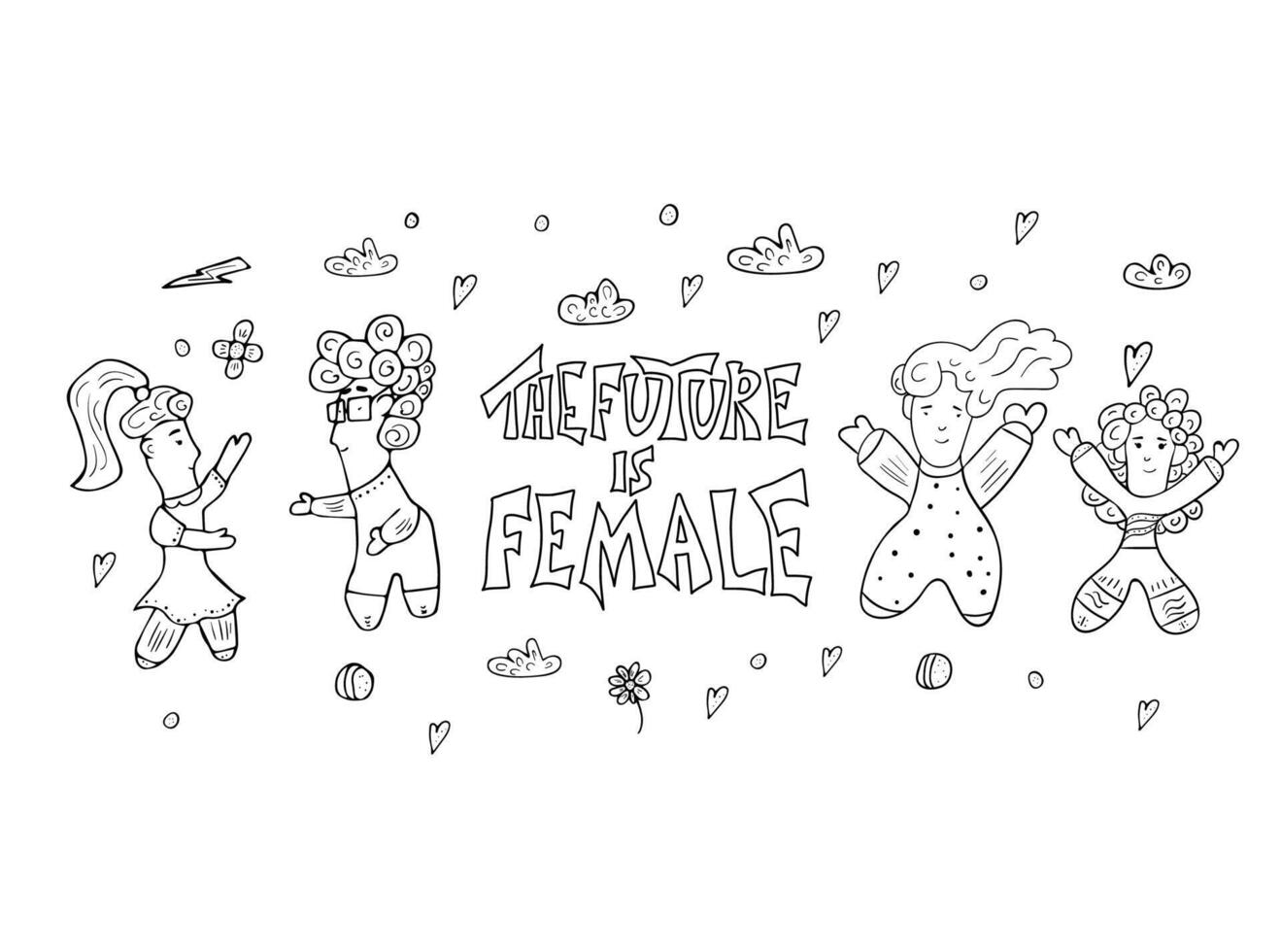The future is female. hand drawn quote. vector