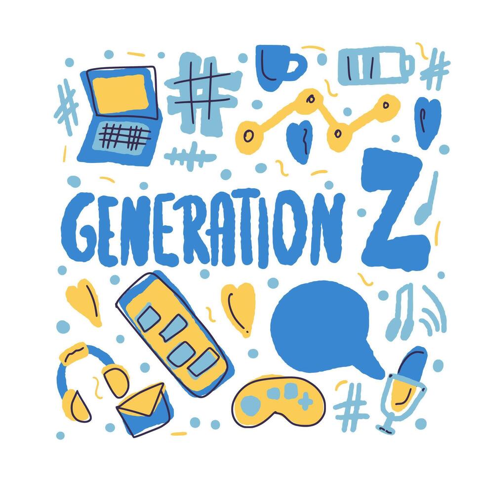 Generation z poster. concept text and decor vector