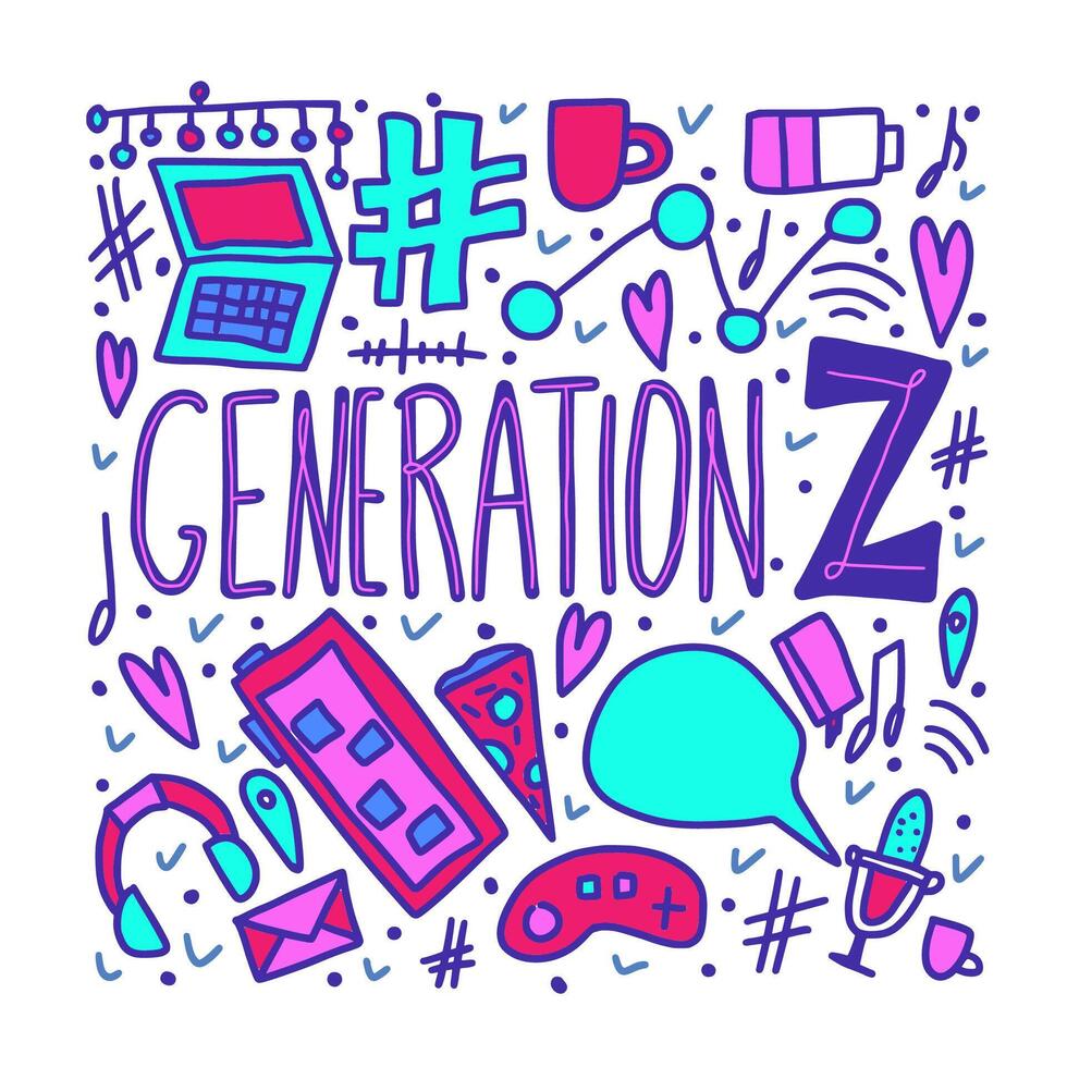 Generation z poster. concept text and decor vector
