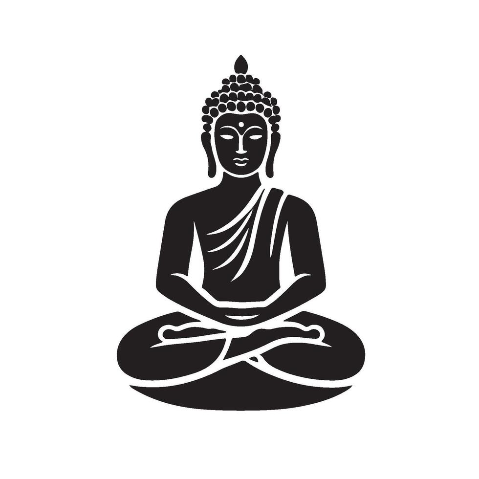 Silhouette of a Buddha Statue vector