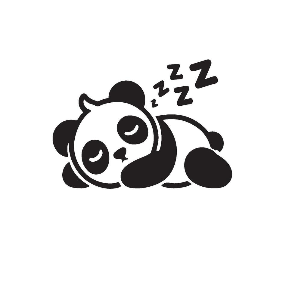 Silhouette of a Panda Sleeping vector