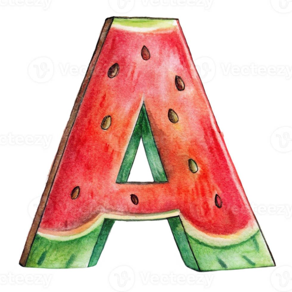 graphics letter a watermelon green red with seeds png