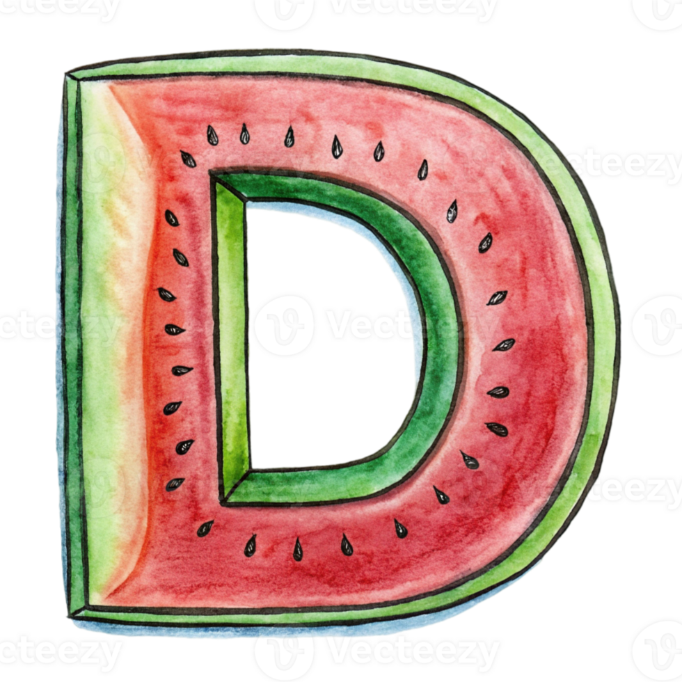 graphics letter d watermelon green red with seeds png
