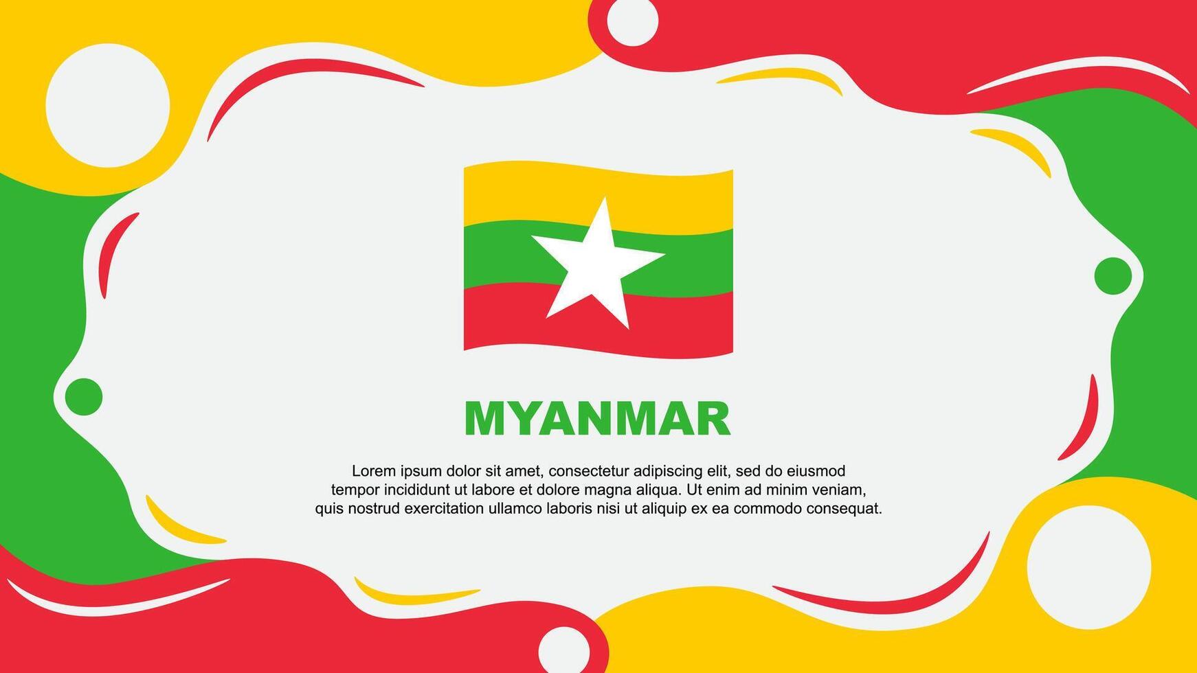 Myanmar Flag Abstract Background Flat Design Template. Myanmar Independence Day Banner Wallpaper Illustration. Myanmar vector