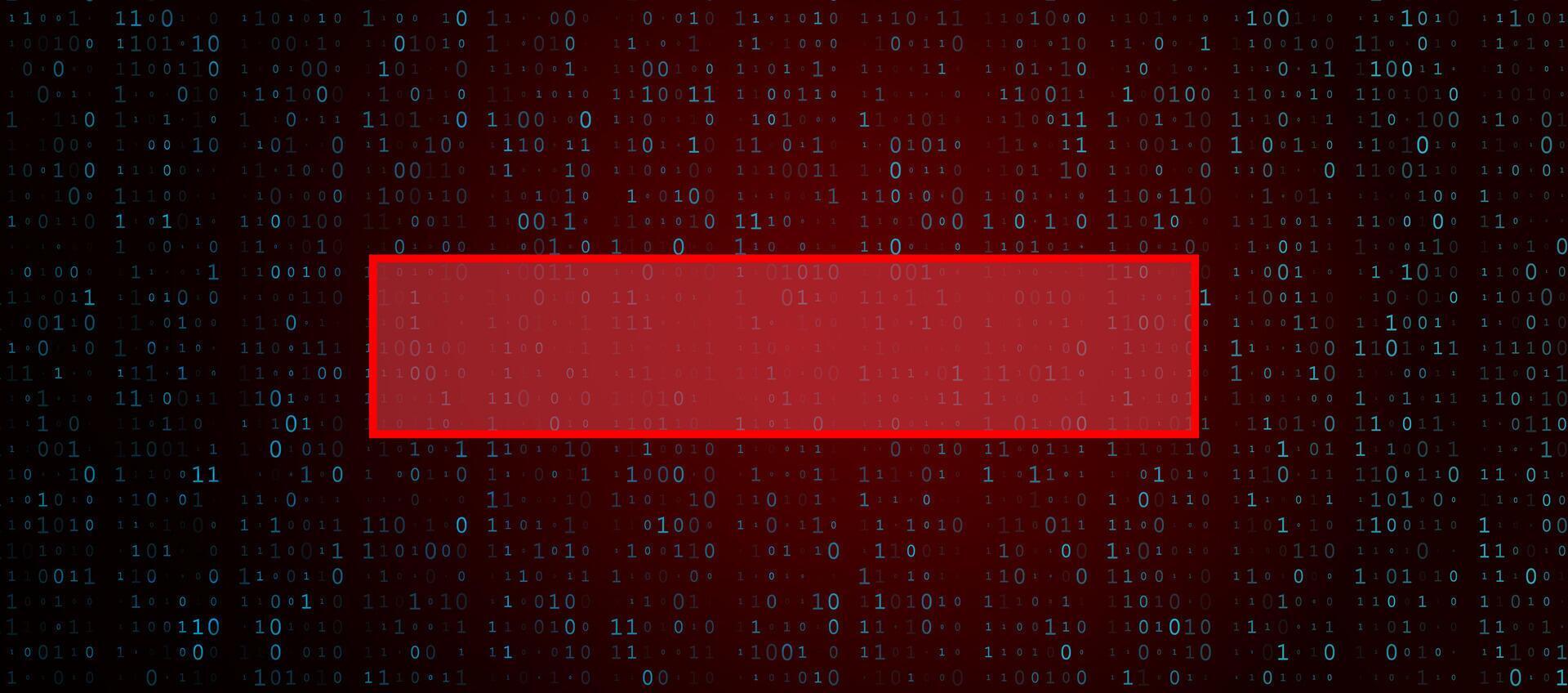 Digital Binary Code on Dark Red Background. Data Breach 46585122 Vector ...