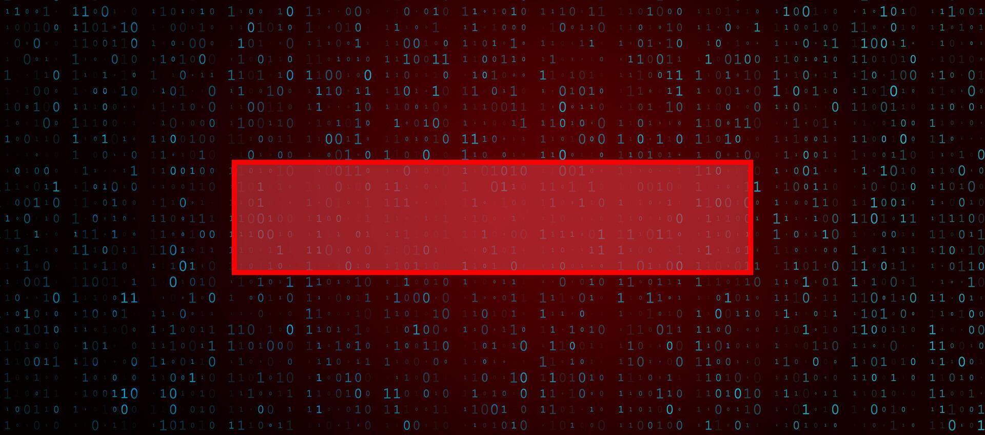 Digital Binary Code on Dark Red Background. Data Breach vector