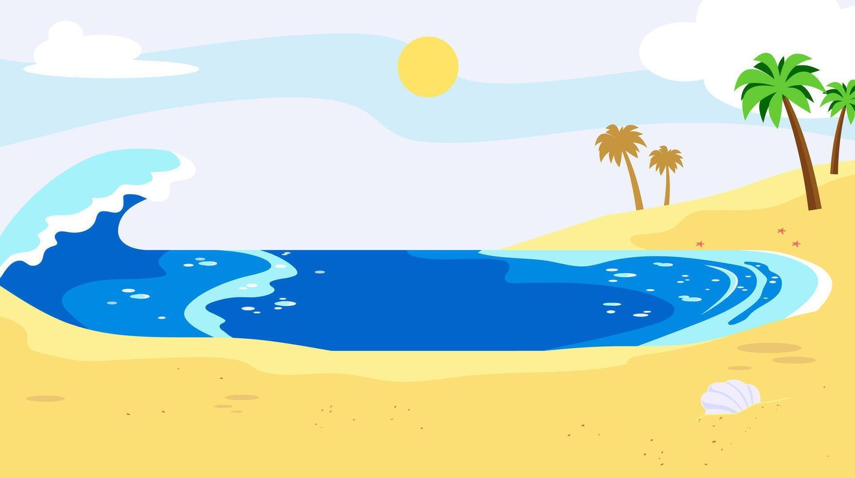 Cartoon Beach Background With Palms Tree vector