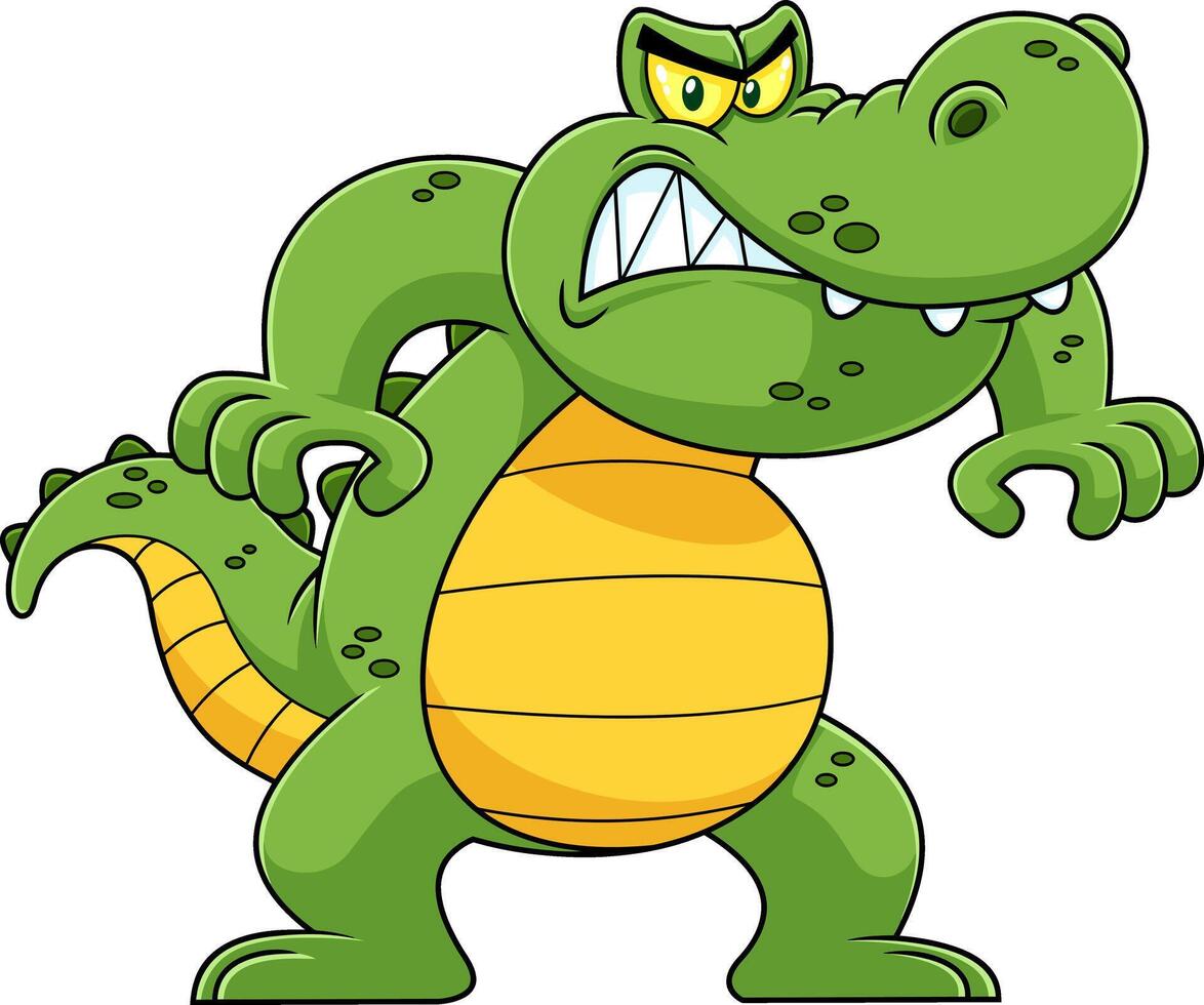 Angry Alligator Or Crocodile Cartoon Character vector