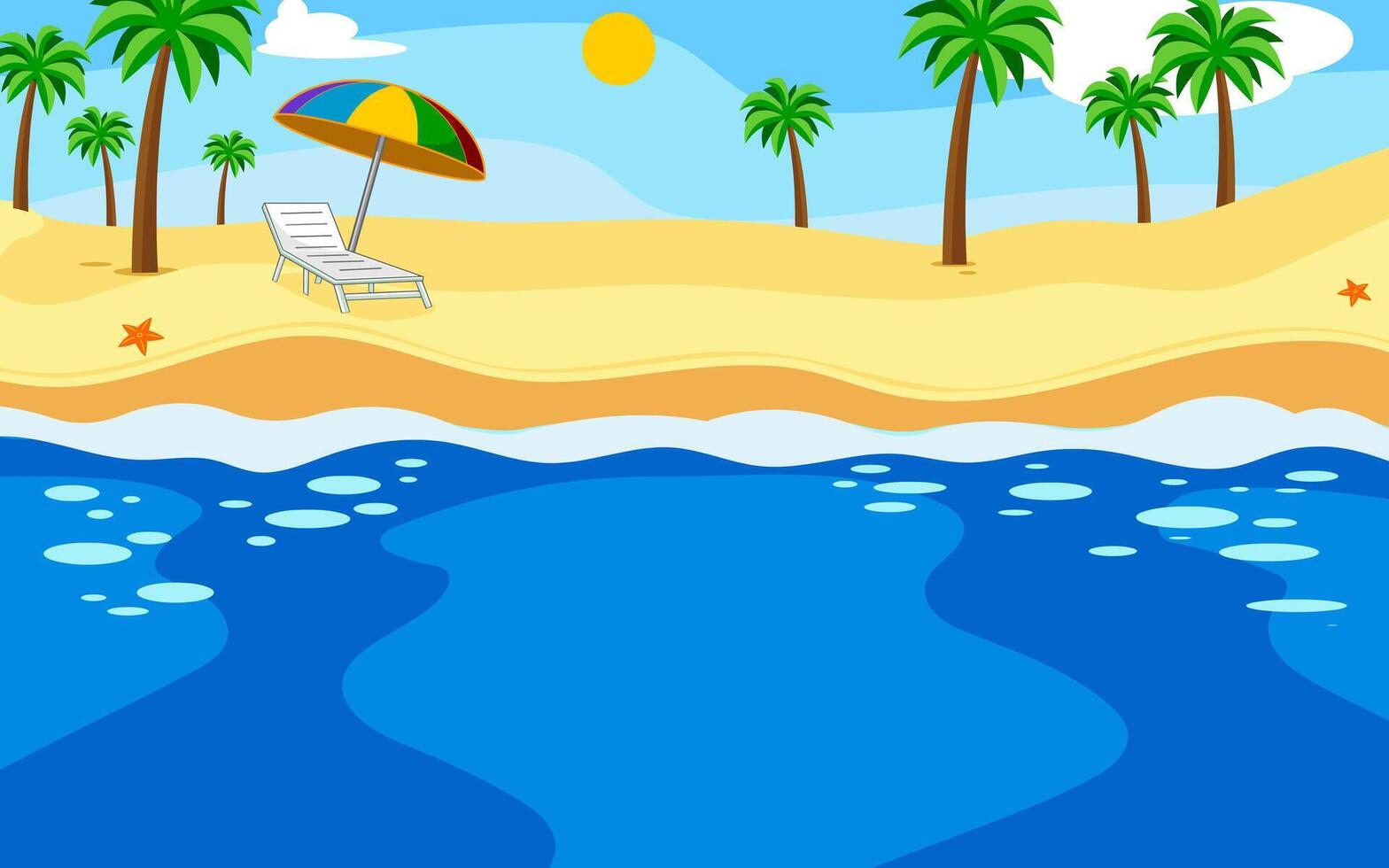 Cartoon Beach Background With Palms Tree vector