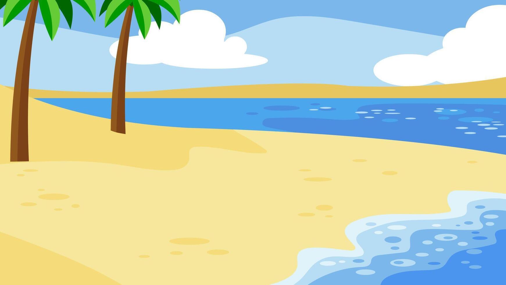 Cartoon Beach Background With Palms Tree vector