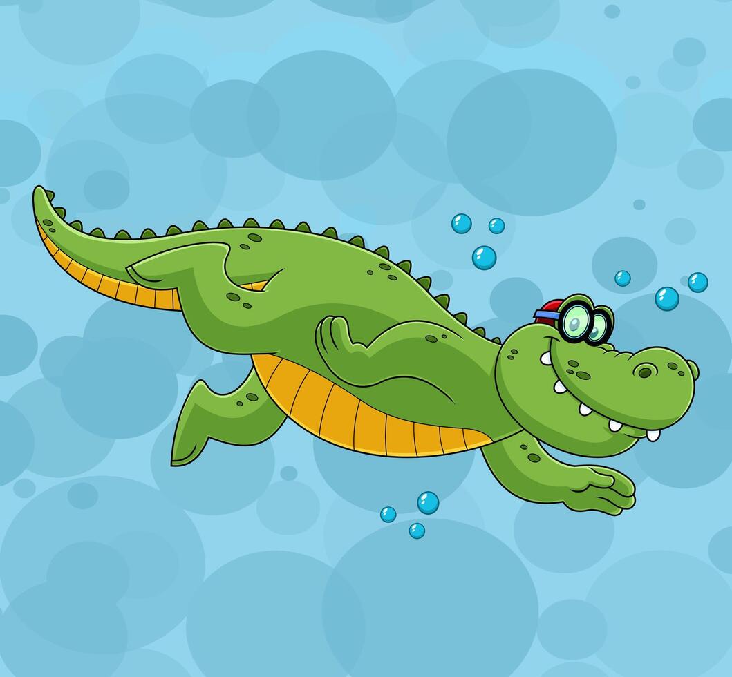 Smiling Alligator Or Crocodile Cartoon Character Swimming vector