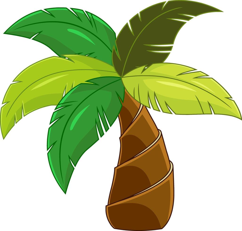 Cartoon Tropical Palm Tree With Crown Of Colorful Leaves vector
