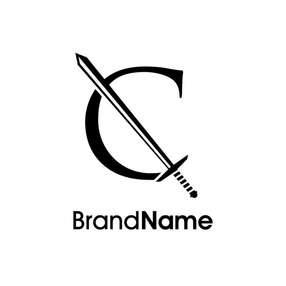 Luxury Initial C Sword Logo vector