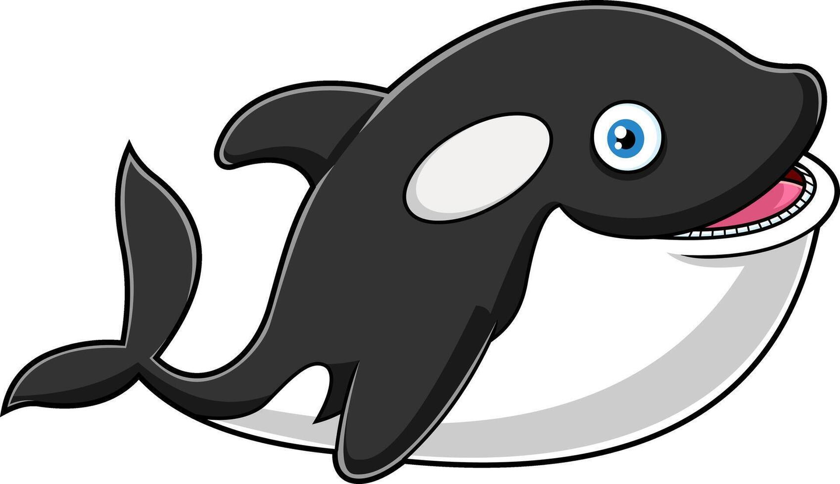 Happy Orca Or Killer Whale Cartoon Character Is Swimming vector