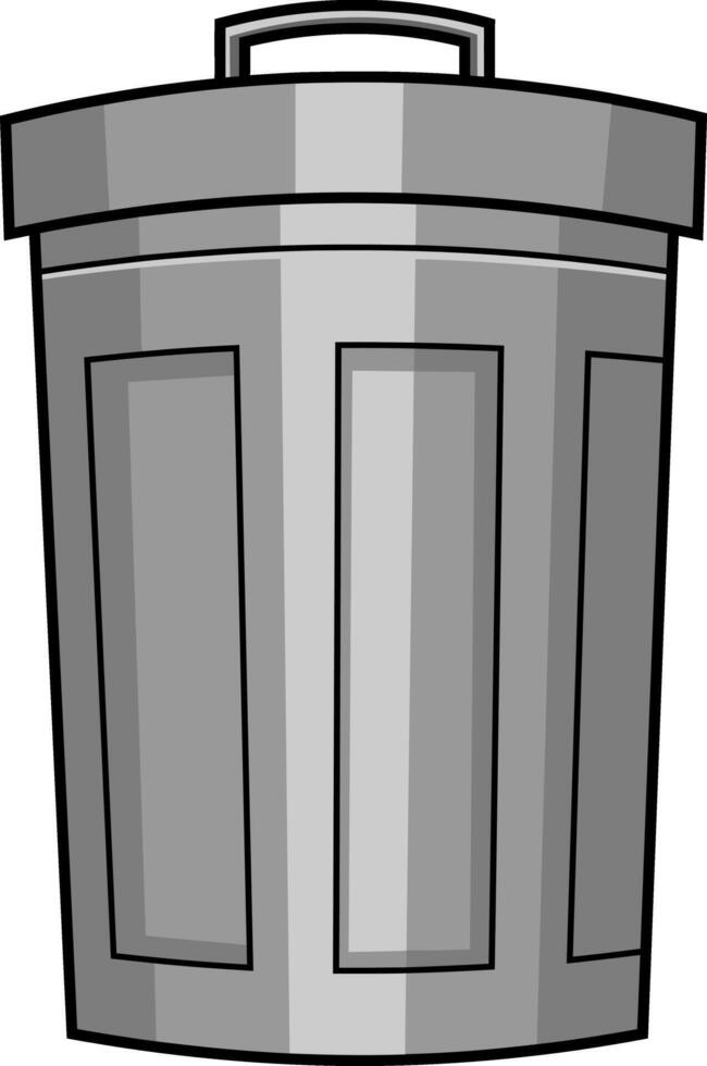 Cartoon Metal Trash Can For Garbage With Lid vector