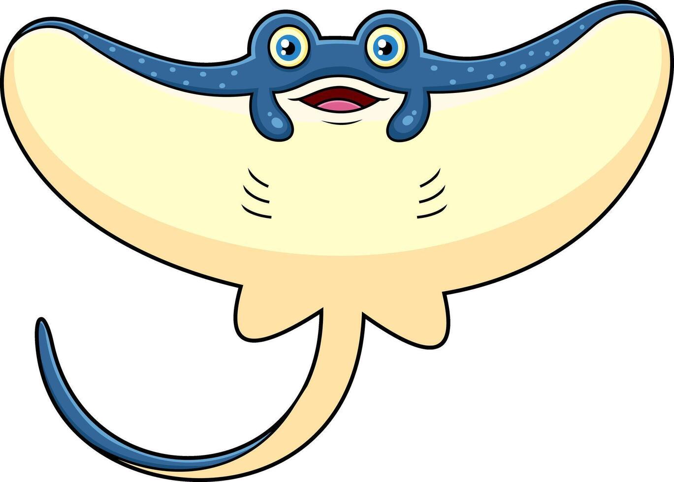 Cute Stingray Fish Cartoon Character Is Swimming vector