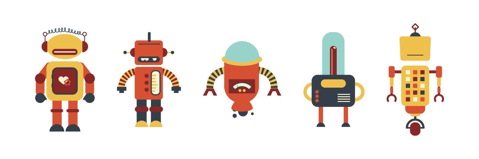 Robot icon set. Flat illustration of robot icons for web design vector