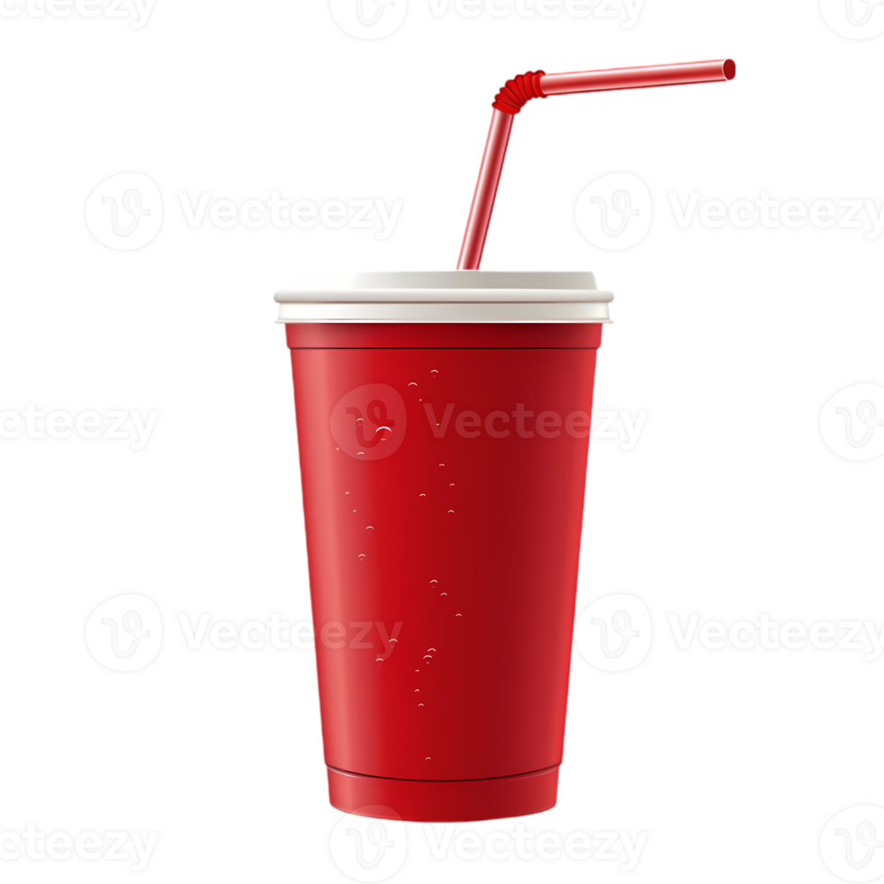 Red Cup with Straw and Condensation png
