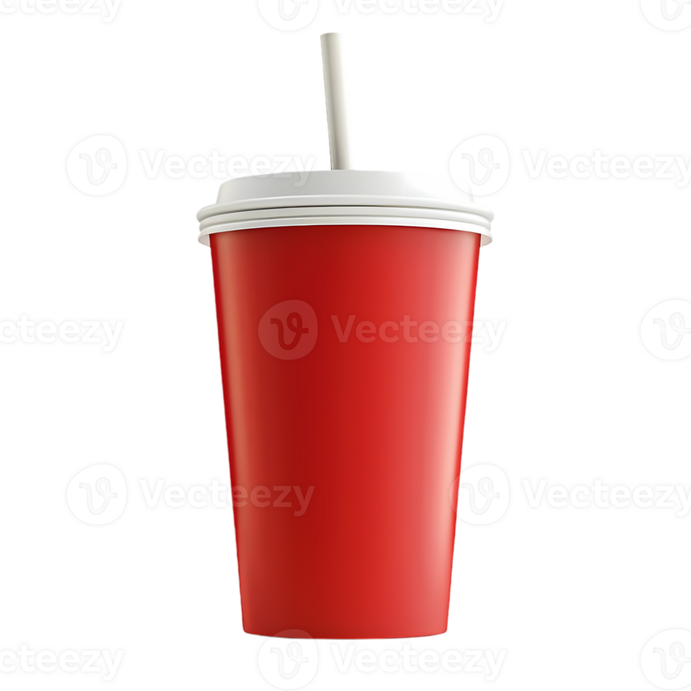 Red Cup with Straw and Condensation png