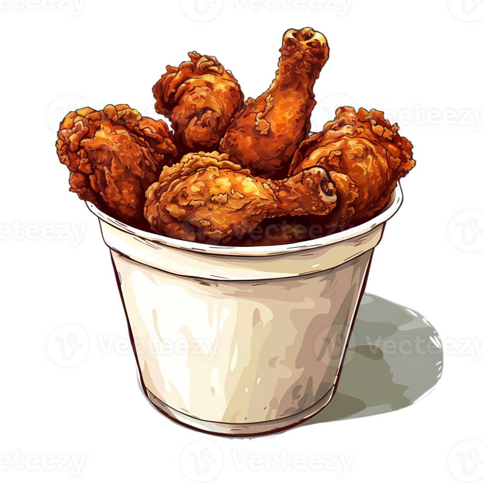 Crispy Fried Chicken in a White Bucket png