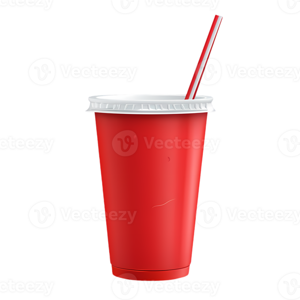 Red Cup with Straw and Condensation png