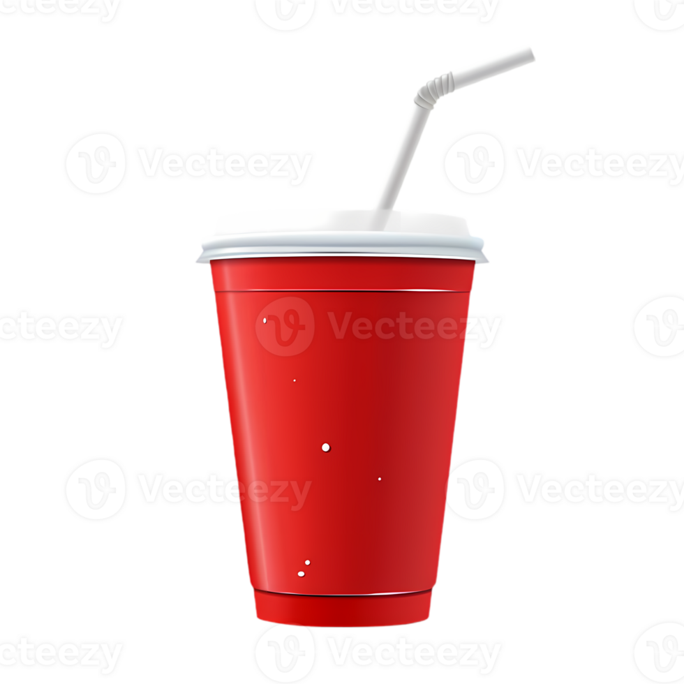 Red Plastic Cup with Straw png