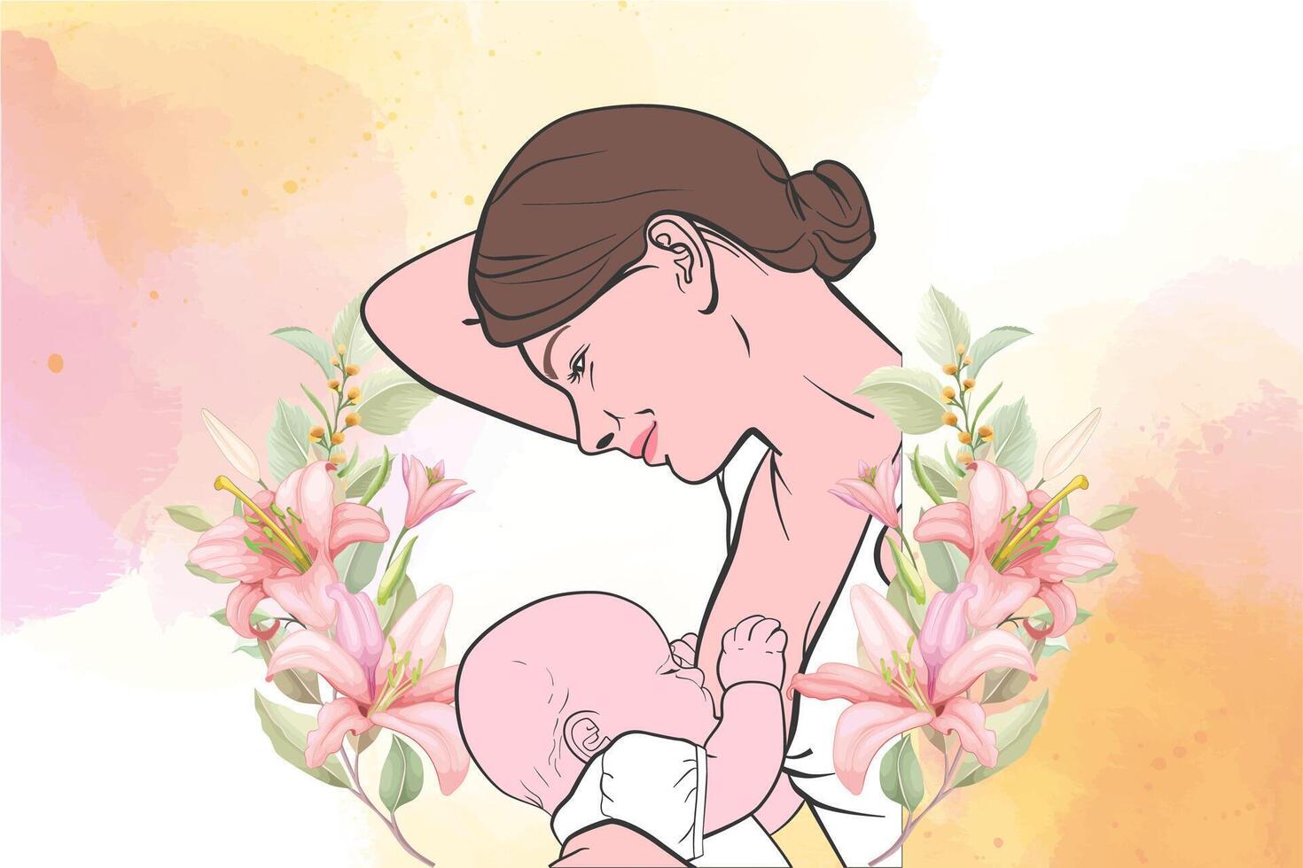 Hand drawn breastmilk illustration. vector