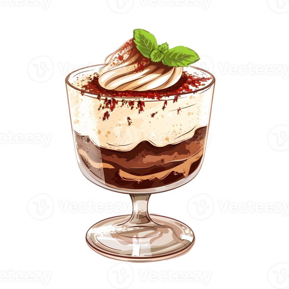 Tiramisu Dessert in a Glass png