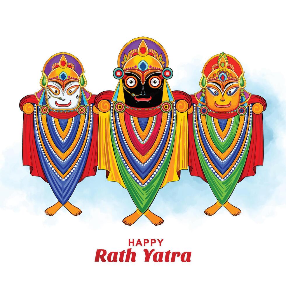 Ratha yatra lord jagannath celebration card background vector