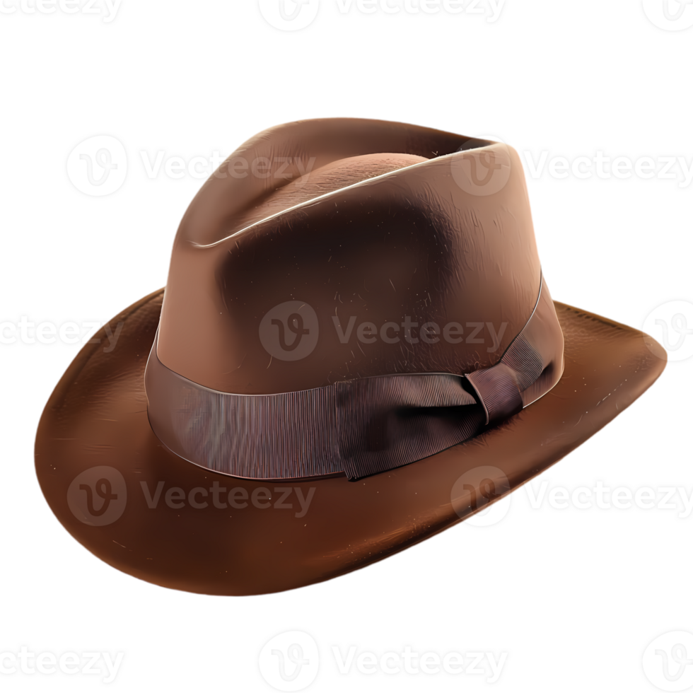 Brown Fedora Hat with a Ribbon png