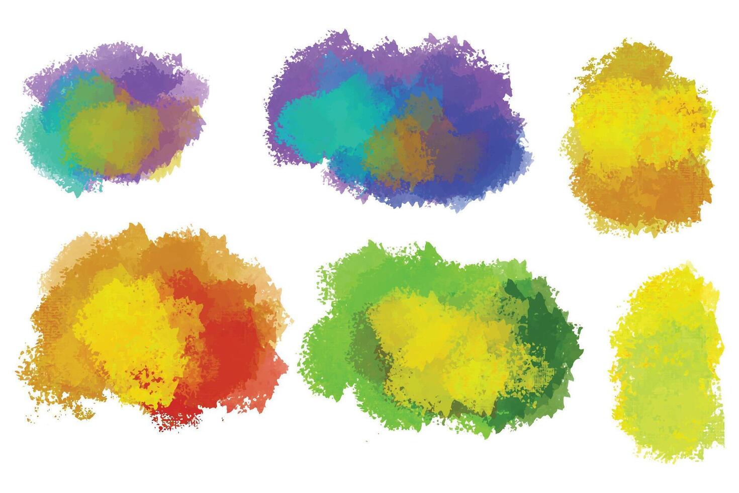 Ink paint colorful brush stroke splatter set design vector