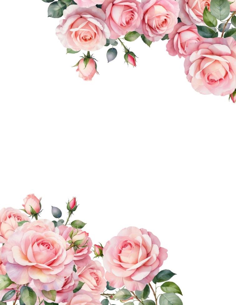 frame and border with roses flower png
