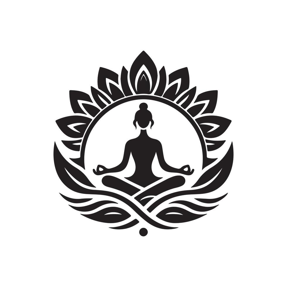 yoga logo icon silhouette art illustration vector