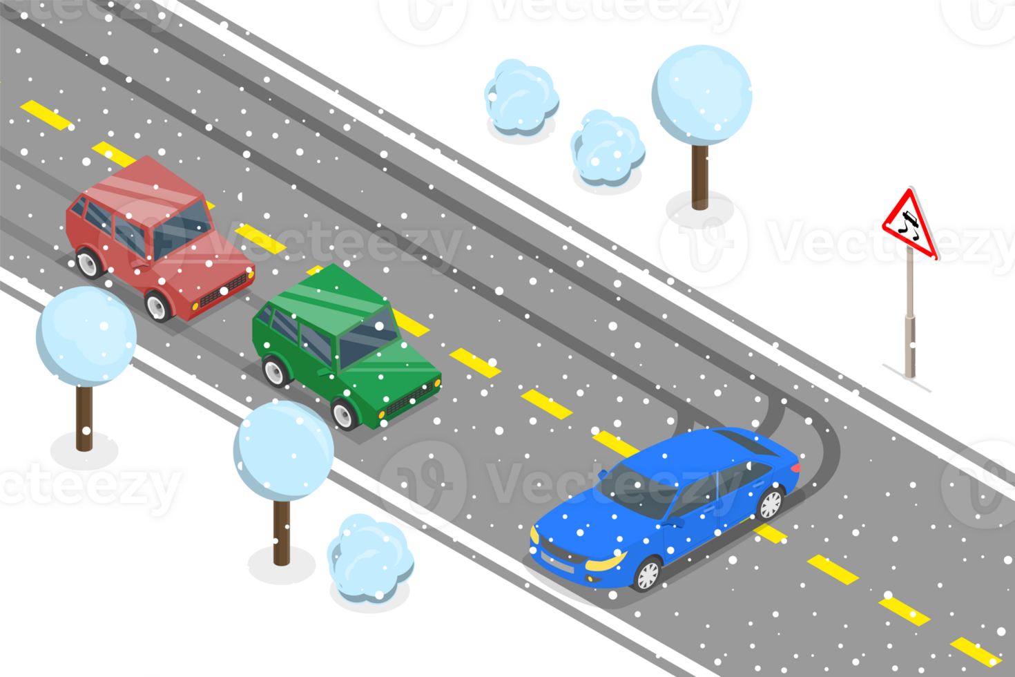 3D Isometric Flat Conceptual Illustration of Slippery or Icy Road png