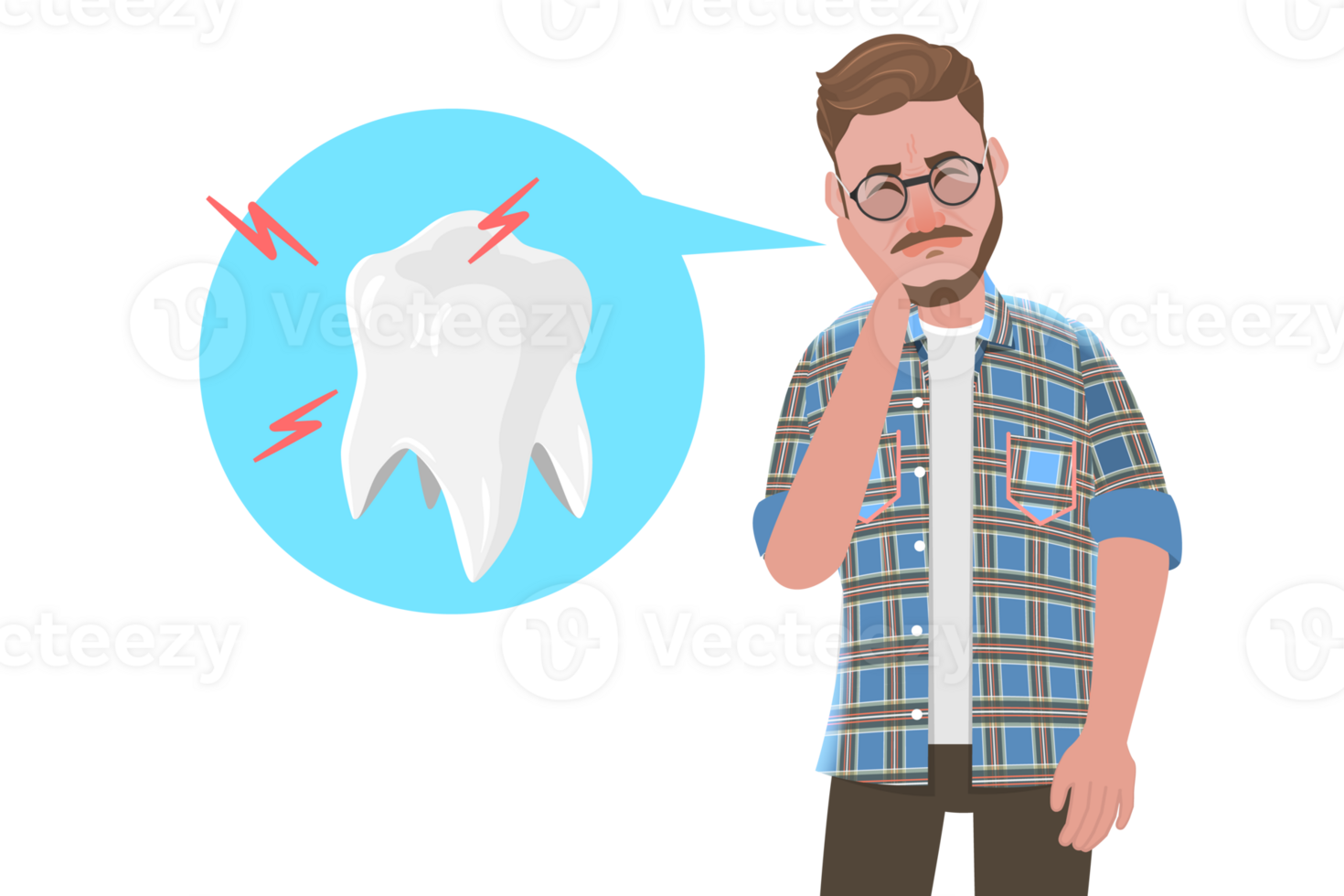 Flat Conceptual Illustration of Tooth Pain png