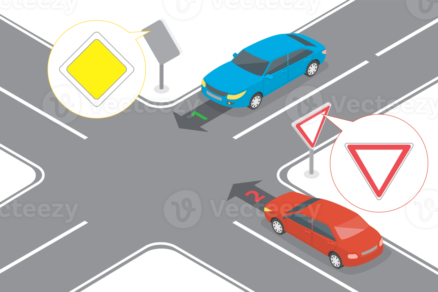 3D Isometric Flat Conceptual Illustration of Priority On Crossroads png