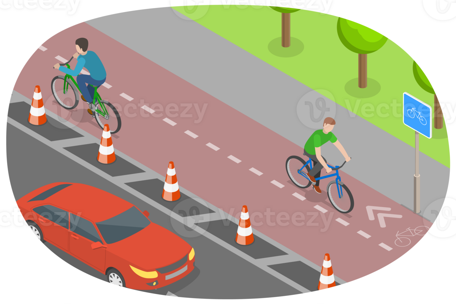 3D Isometric Flat Conceptual Illustration of Bicycle Path png