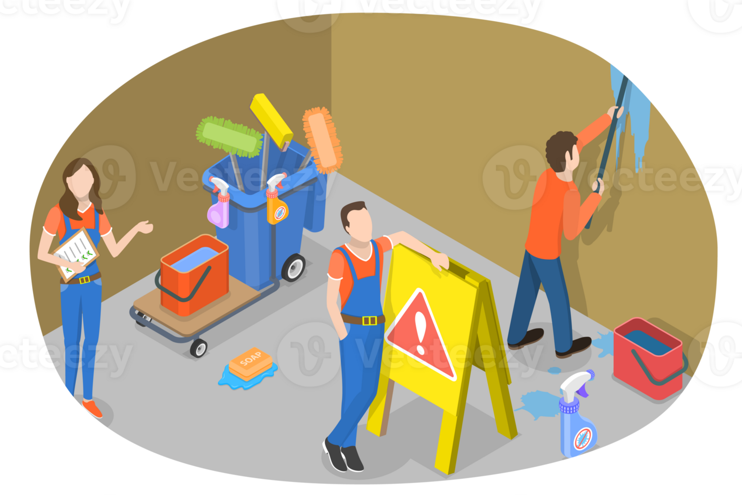 3D Isometric Flat Conceptual Illustration of Cleaning Service png