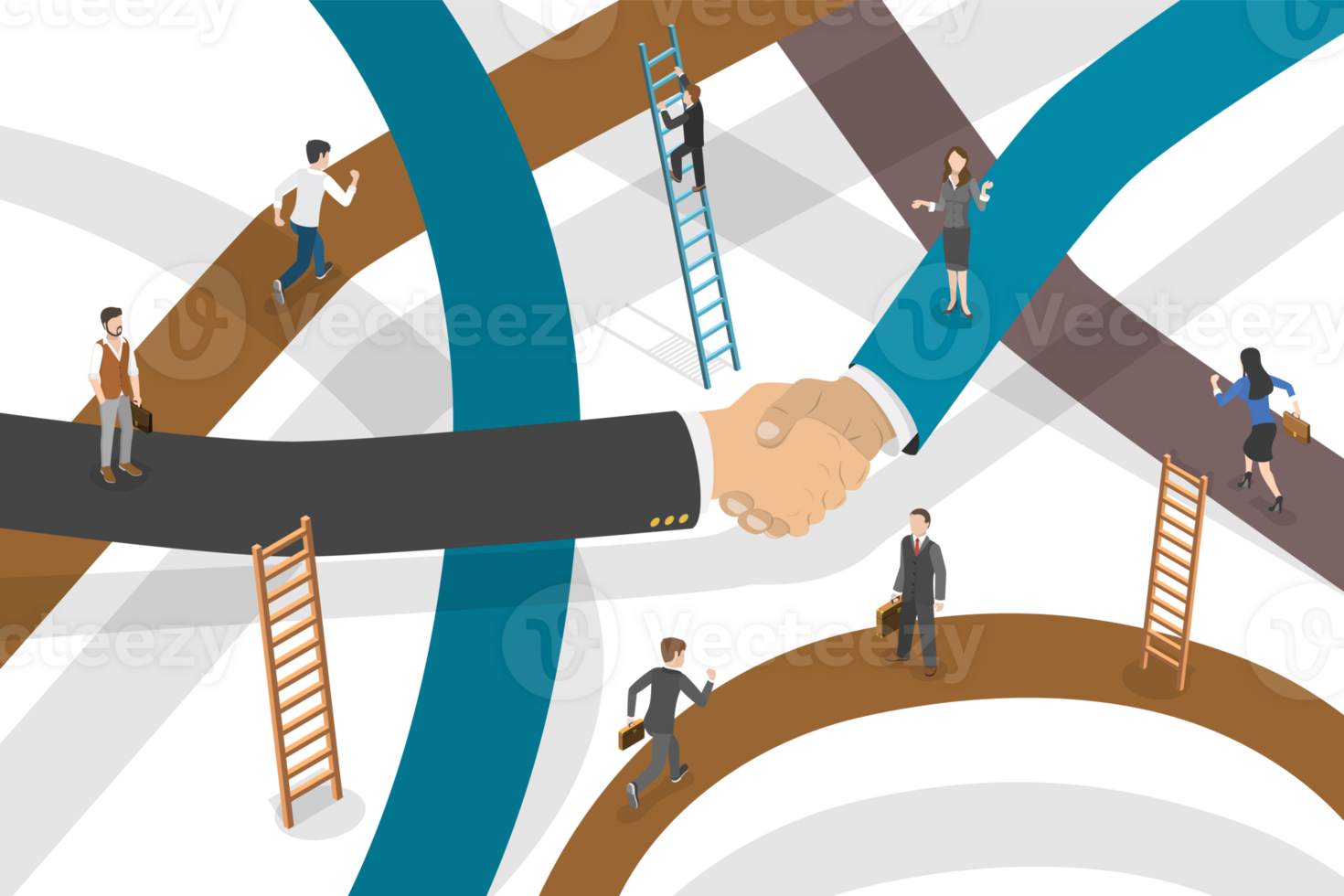 3D Isometric Flat Conceptual Illustration of Partnership And Collaboration png