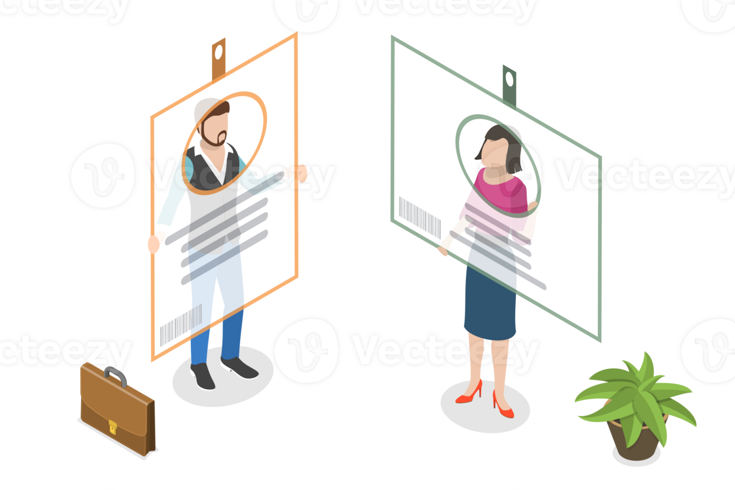 3D Isometric Flat Conceptual Illustration of Identification Badge png