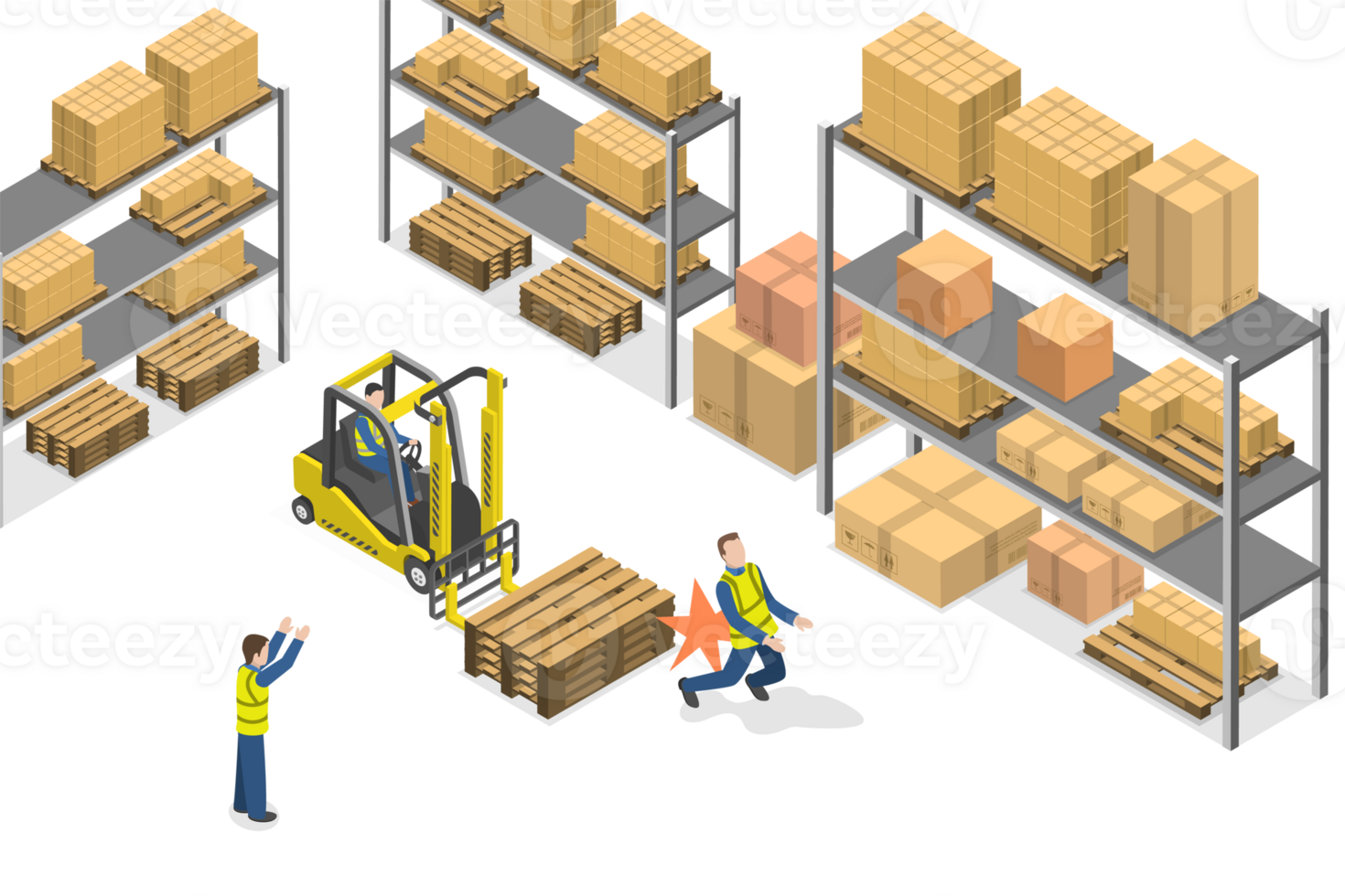 3D Isometric Flat Conceptual Illustration of Warehouse Accident png