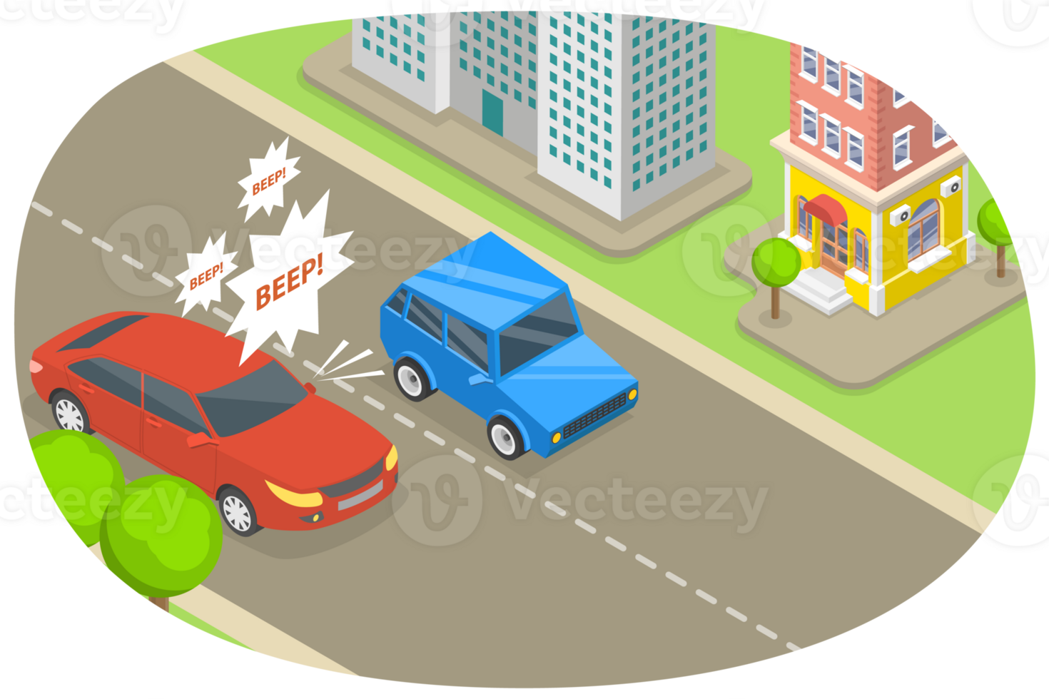 3D Isometric Flat Conceptual Illustration of Angry Car Driver png