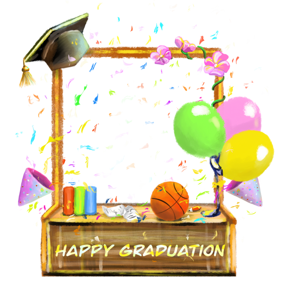 Happy graduation photo frame png