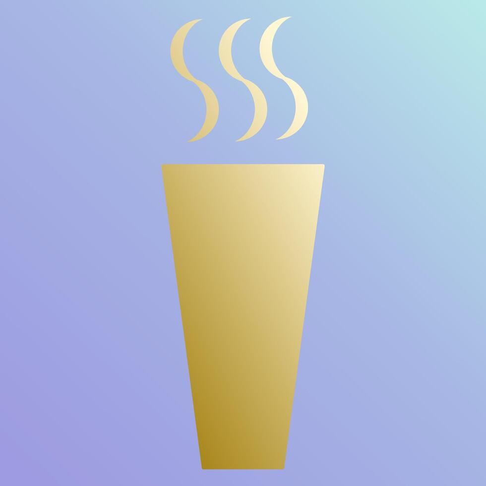golden coffee cup icon vector